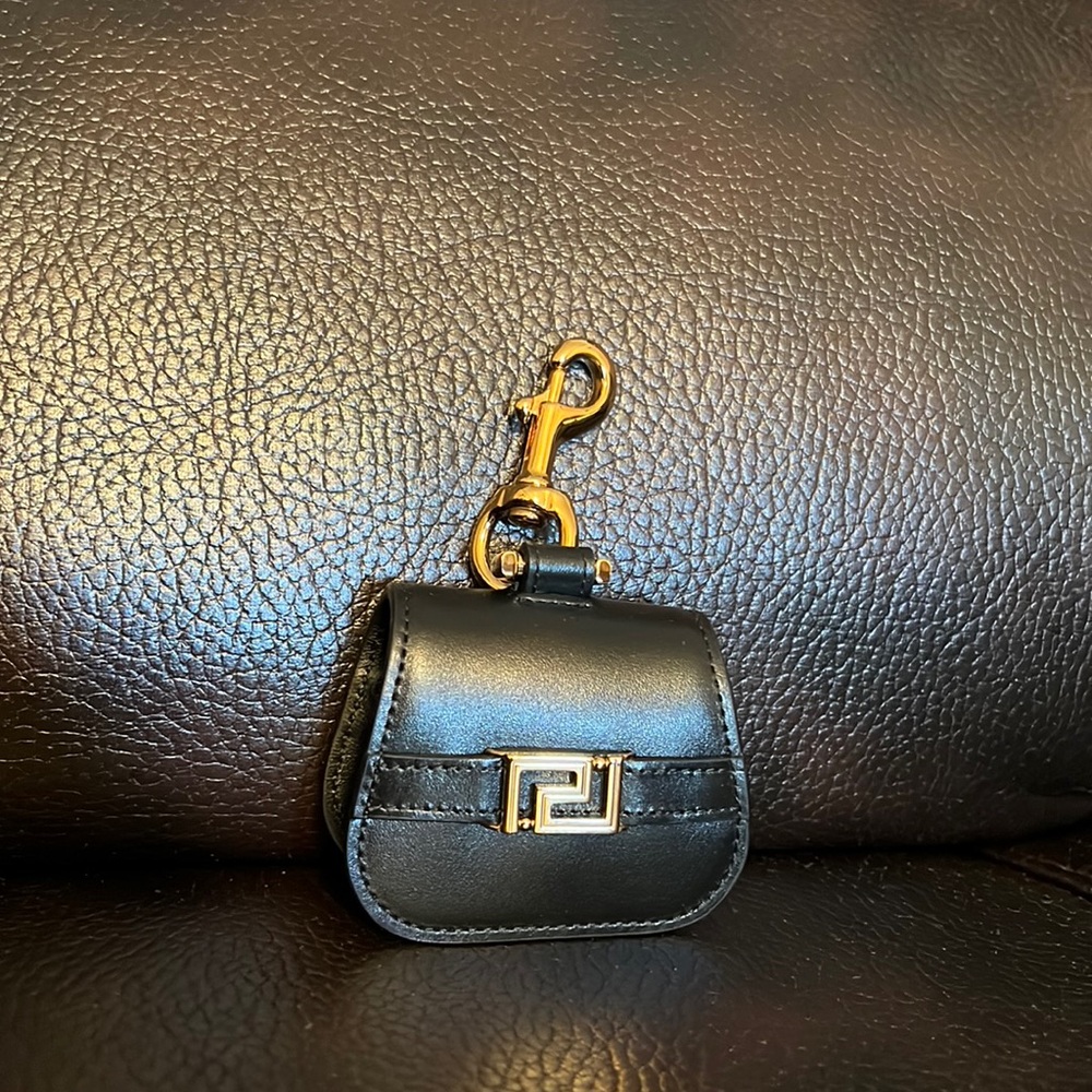 Versace unisex Greca goddess logo monogram leather AirPods Pro lanyard case NEW - Picture 3 of 11